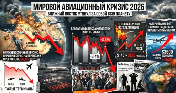 Мировой авиационный кризис 2026: Ближний Восток утянул за собой всю планету Мировой авиационный кризис 2026: Ближний Восток утянул за собой всю планету