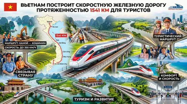 Вьетнам построит скоростную железную дорогу протяженностью 1541 км для туристов Вьетнам построит скоростную железную дорогу протяженностью 1541 км для туристов